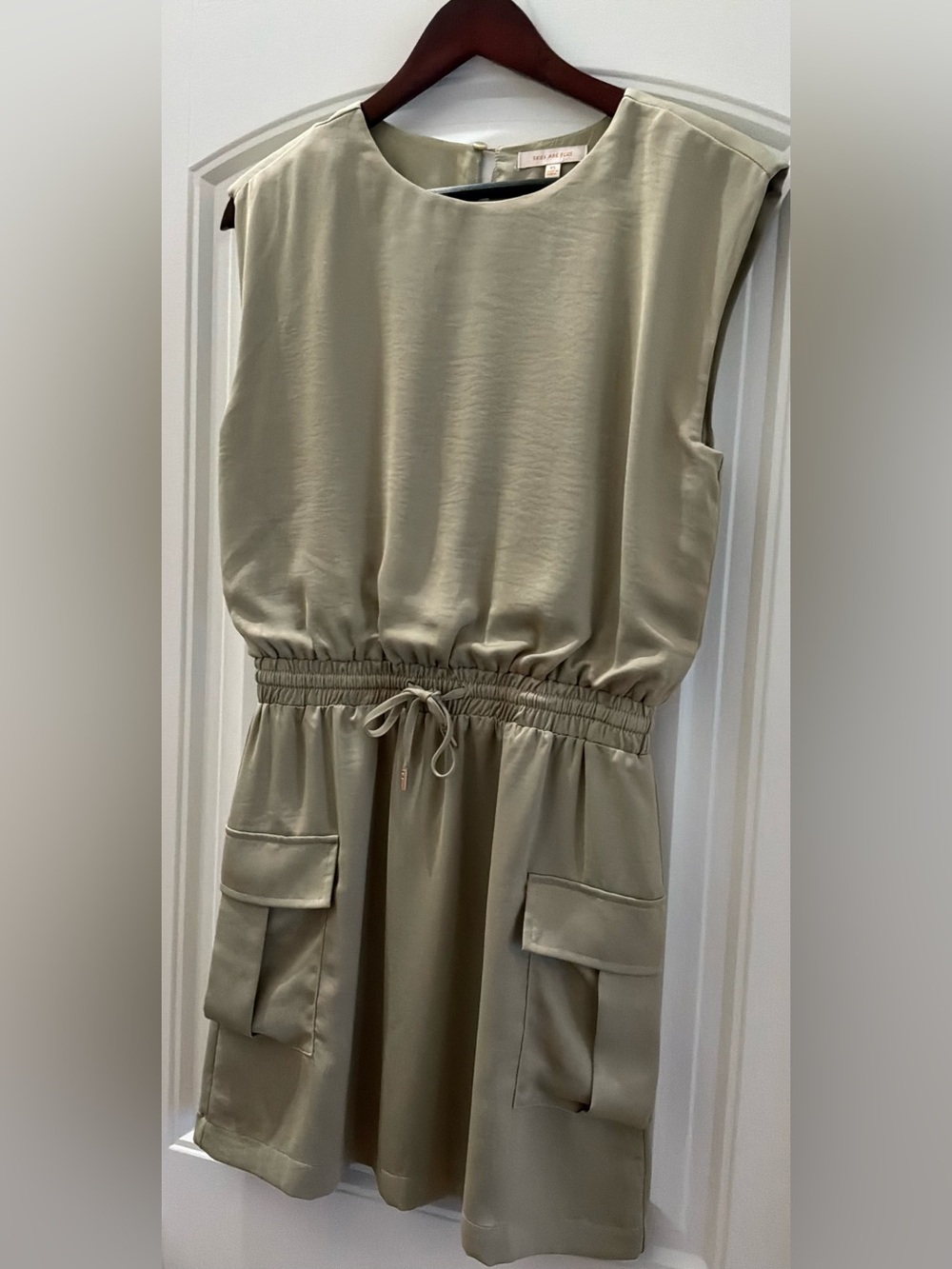 Skies Are Blue Sage Sleeveless Utility Dress, Size XS